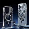 Клетчатый магнитный прозрачный чехол полной защиты для iPhone 15/16/17 Pro Max