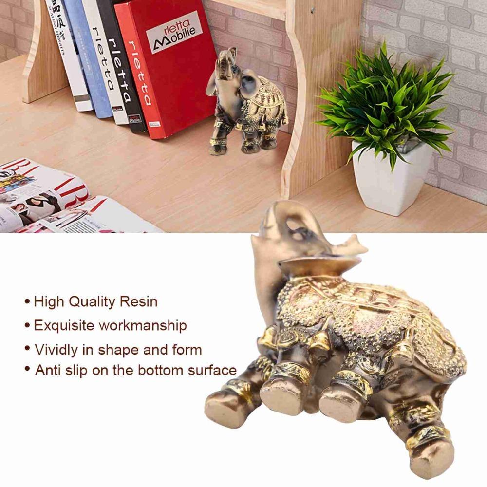 Resin Golden Elephant Figurine Gold Lucky Elephant Decoration Reception Decoration