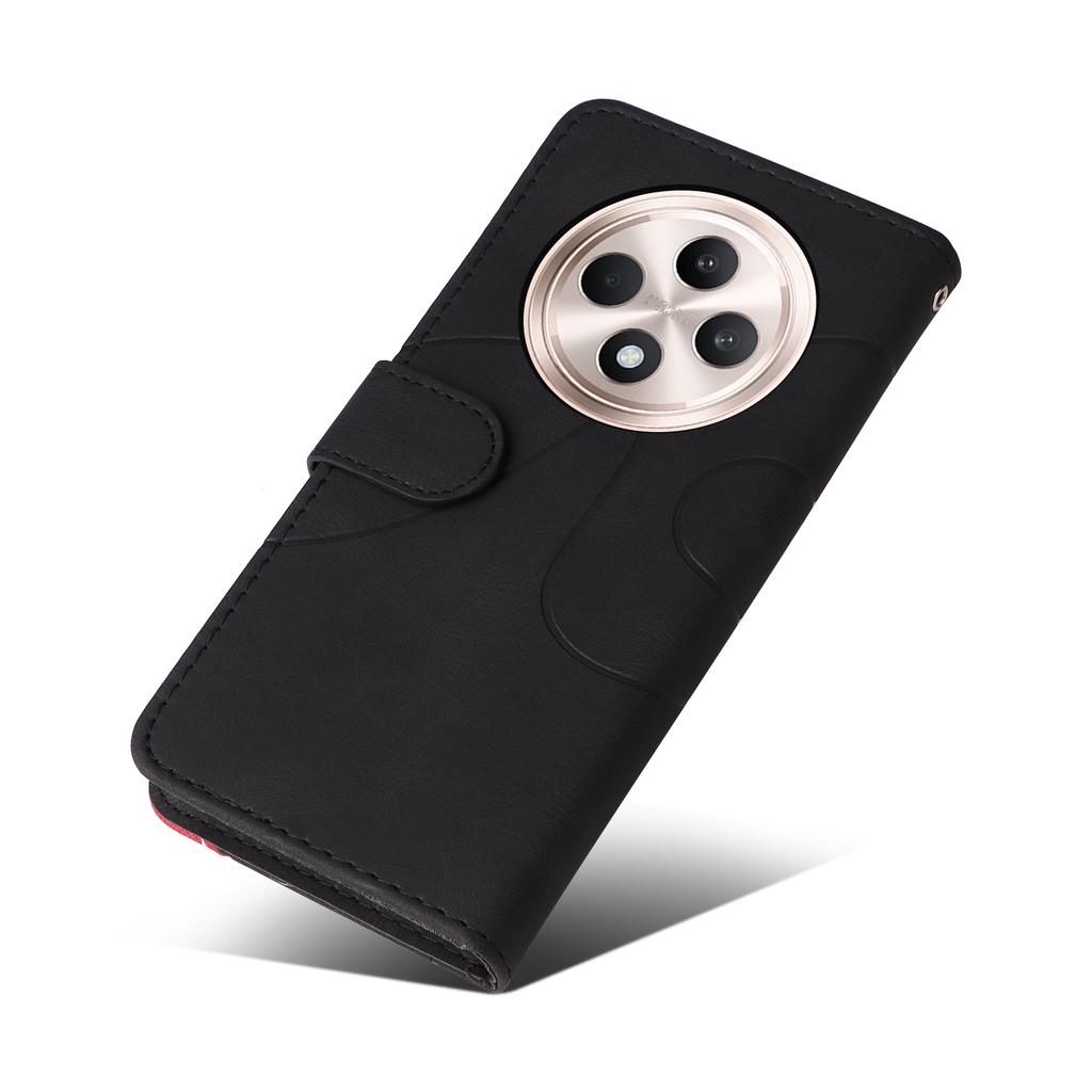 For Oppo Reno12 F 4G Leather Case Wallet Stand Color Splicing Phone Cover