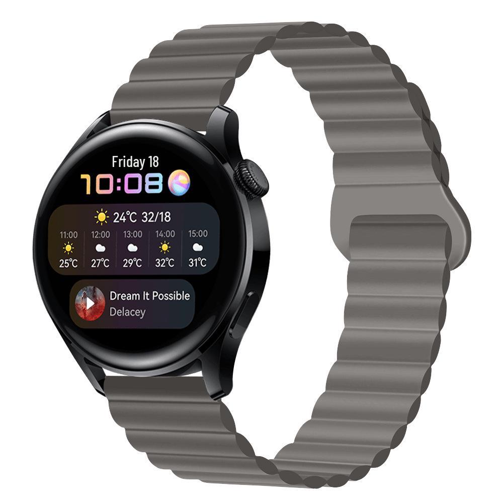 Двухцветный силиконовый магнитный ремешок для часов Huawei GT3/4/GT5 и Samsung Watch4 Pro (20 / 22мм)