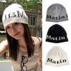 Winter Bag Head Display Face Small Flower Pot Hat Letter Cotton Thread Knitted Bucket Hat Female Hollow Plain Face Cover