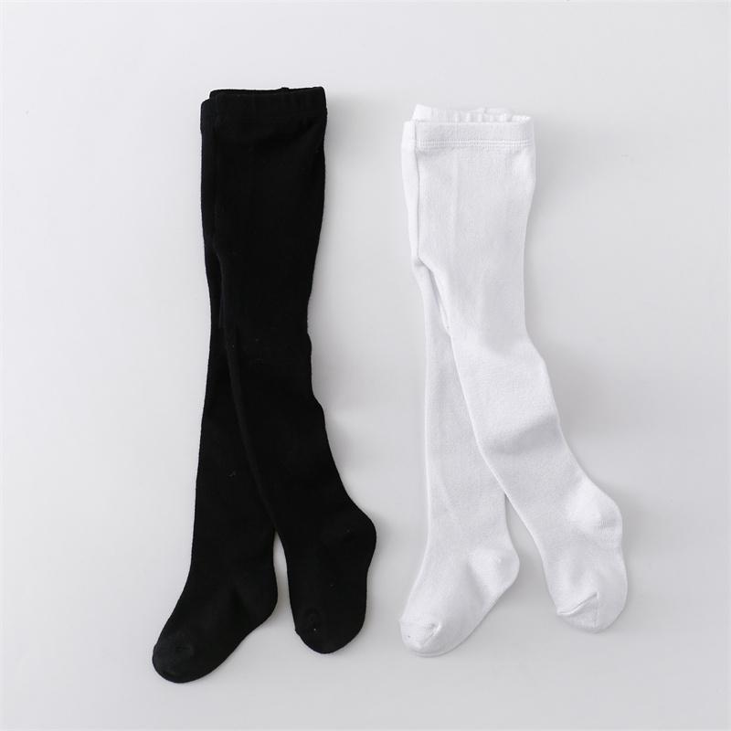 Колготки для новорожденных девочек, вязаные чулки для девочек, хлопковые детские колготки для девочек, повседневные колготки для малышей 0-2 года, белые, черные