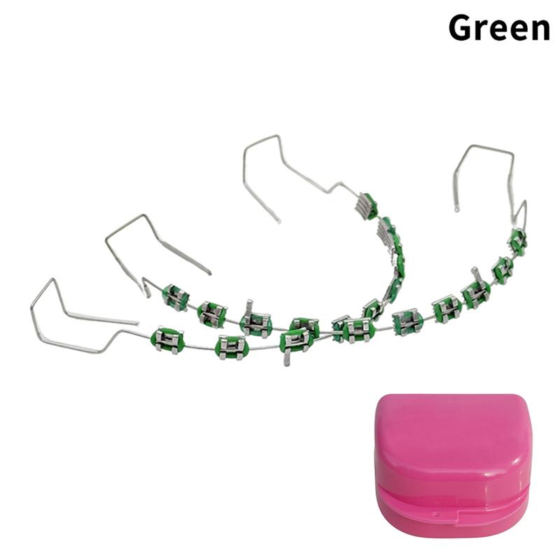 1 пара временных украшений для зубов в коробке с 4 крючками с металлической проволокой, разноцветные металлические скобки, лигатуры, стоматологический материал