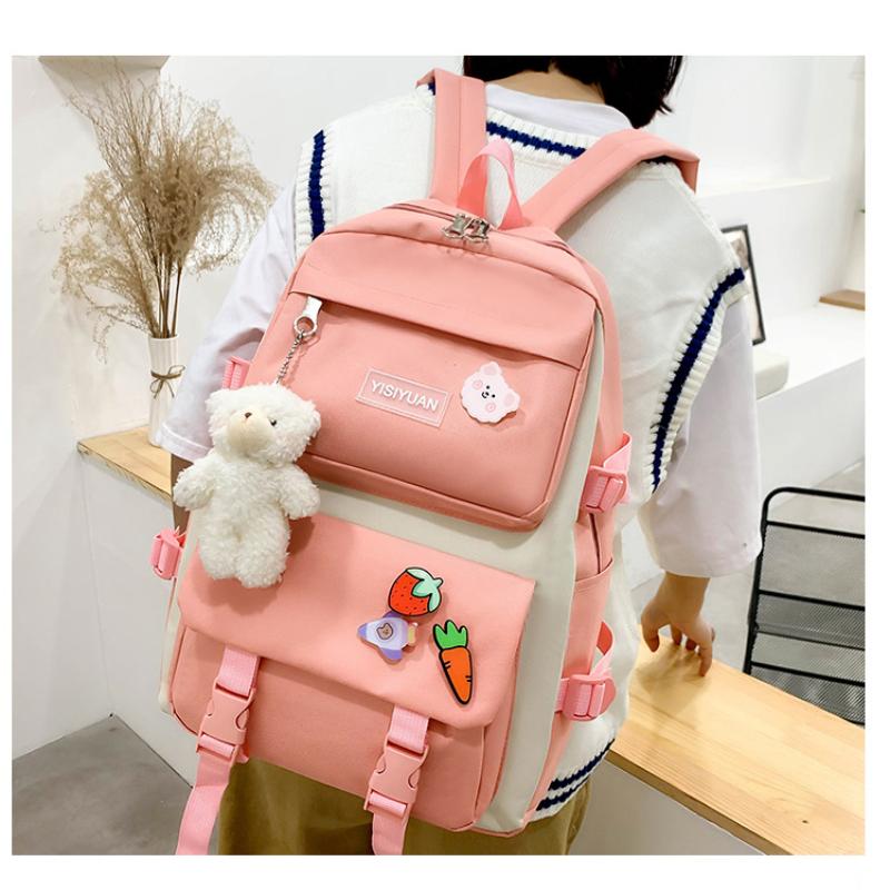 5 шт. милый значок женский рюкзак Harajuku мода студентка школьная сумка для девочек большая емкость легкий