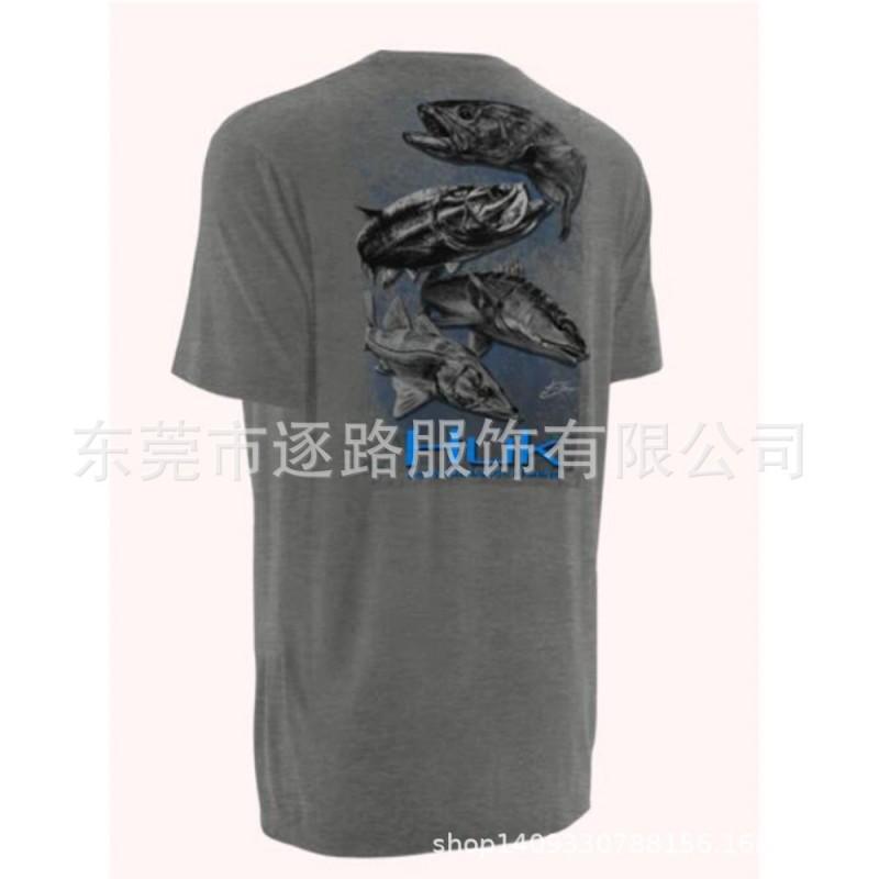 Mens Quick-Dry Fishing T-Shirt UV Protection Outdoor Sport Shirt Breathable Short Sleeve Round Neck Summer Fall