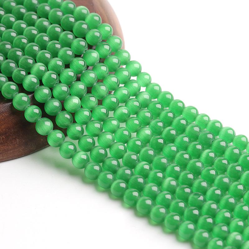 Зеленый опал, круглые бусины из свободного камня для изготовления ювелирных изделий, браслет-подвеска «сделай сам», 15 дюймов, нить