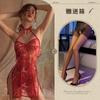 Sex underwear sexy embroidery transparent cheongsam suit uniform temptation role play European and American models