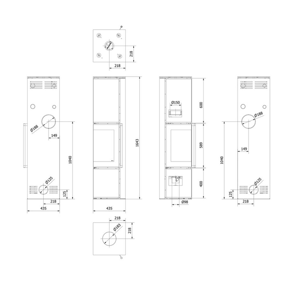 Wood burning steel stove KRATKI TORA/L 8 kW Ø 150 quartz sinter OXIDE MORO self closing door