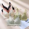 Crystal Lace Bunny Ears Wireless Bra - Breathable, Thin, Side Support for Smaller Looking Bust