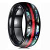 Fashion 8mm Silver Color Brushed Men 'S Stainless Steel Ring Colorful Abalone Shell Inlay Men 'S Ring Wedding Band Jewelry Gifts