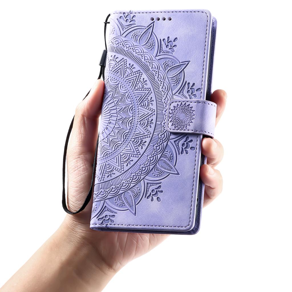 For Motorola Moto G56 5G Case Imprinted Totem Skin Feel Wallet Leather Phone Cover with Hand Strap