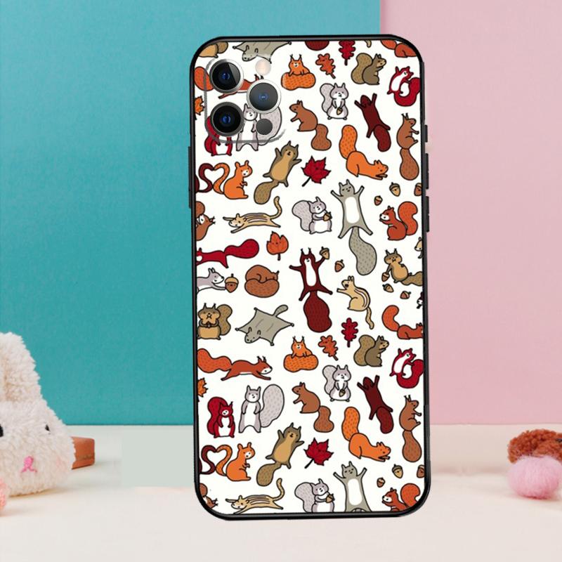 Cartoon Animal Squirrel Phone Case For iPhone 17 Air 16 15 13 12 11 14 Pro Max 12 13 mini 15 16 Plus 16e Cover Coque