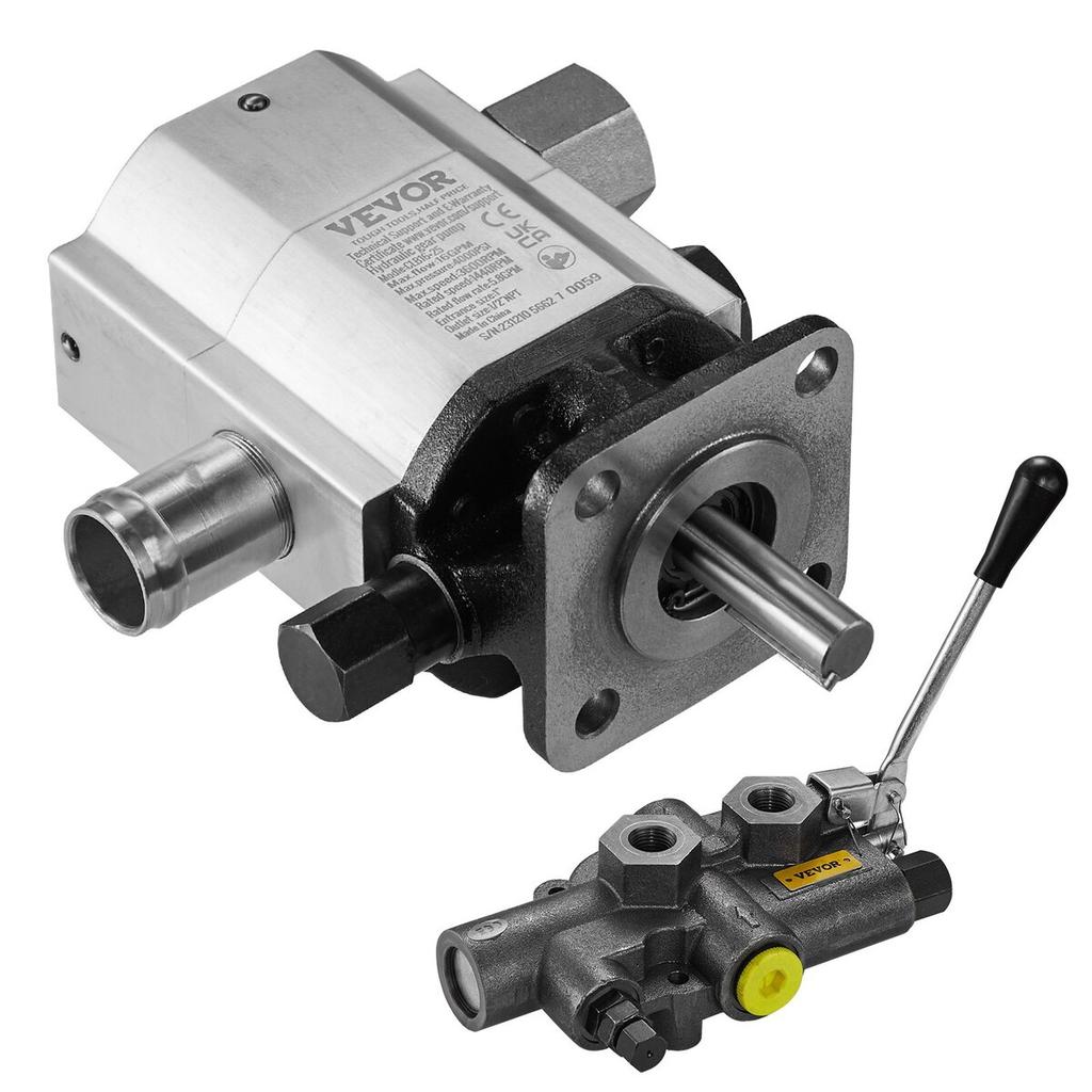 Hydraulic Wood Log Splitter Pump Kit, 16 GPM, 2 Stage 4000 PSI Aluminum Hydraulic Gear Pump, with Valve 1'' Inlet 1/2'' NPT Outlet 3600 RPM, for Small
