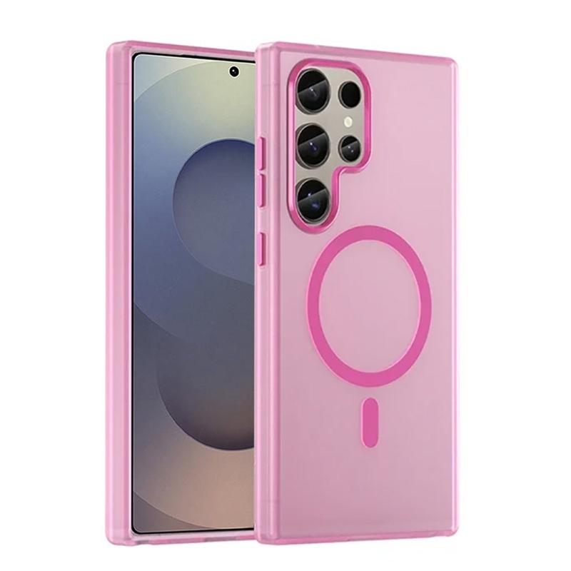 For Magsafe Matte Candy Translucent Phone Case For Samsung Galaxy S25 S24 Ultra S23 Plus FE Shockproof Wireless Charging Cover