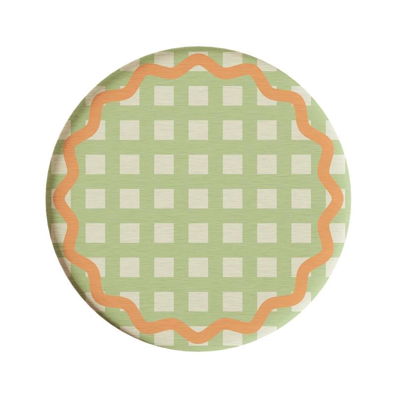 Round plaid hard diatom mud coffee tea coaster thermal insulation pad office non-slip absorbent pad