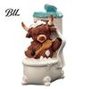 Whimsical Home Accents Highland Cow Bathroom Figurine, Resin Scottish Calf Bathing Statue, Funny Animal Statue Farmhouse Ornament for Office