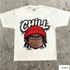 Унисекс Хлопковая Футболка Streetwear с Дерзким Мультяшным Хип-Хоп Дизайном и Текстом CHILL Граффити Топ в Хип-Хоп Стиле