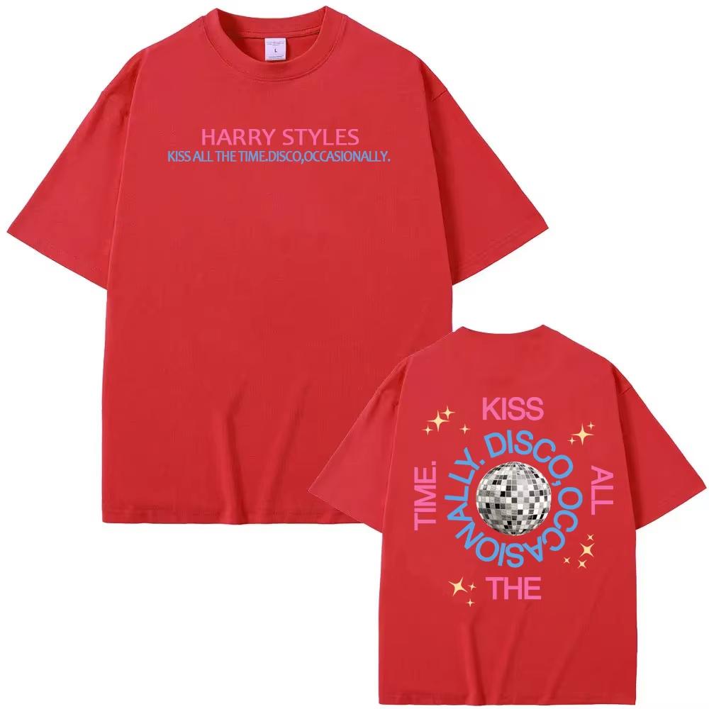 HarryStyle New Album Print Men Women Tshirts Album Kiss All The Time High Quality Summer Harajuku Cotton Casual Round Neck Tees