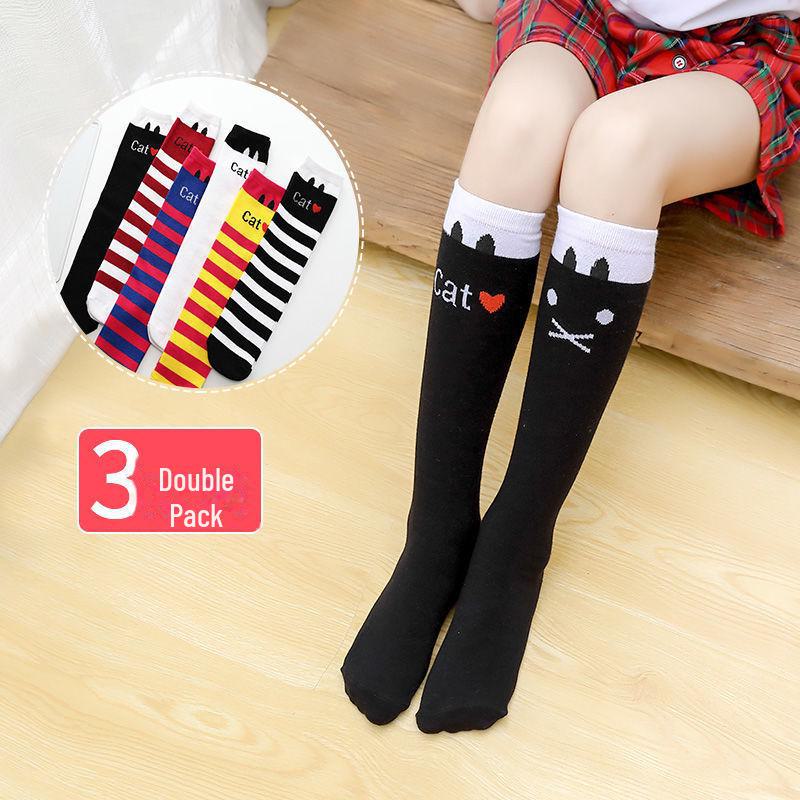 Весенние и осенние гольфы для девочек с милым рисунком - гольфы средней длины для детей и младенцев