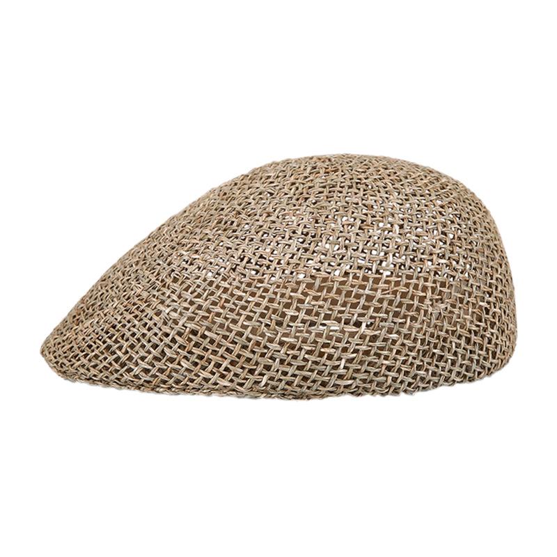 Breathable Handmade Straw Octagonal Newsboy Cap - Summer Seagrass Sun Hat