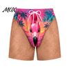 Funny Gift for Men Hairy Booty Shorts, Cheeky Swim Trunks, 3D Fun Flamingo Pattern Shorts Butt Print Beach Summer Vacation Pool Party Surfing Gear