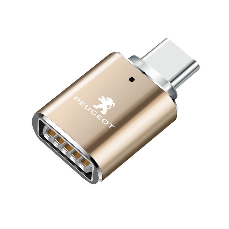 Type-C To USB Adapter OTG Connector Car Accessories For Peugeot 5008 508 408 4008 308 3008 208 2008 Landtrek Rifter e-Expert f3