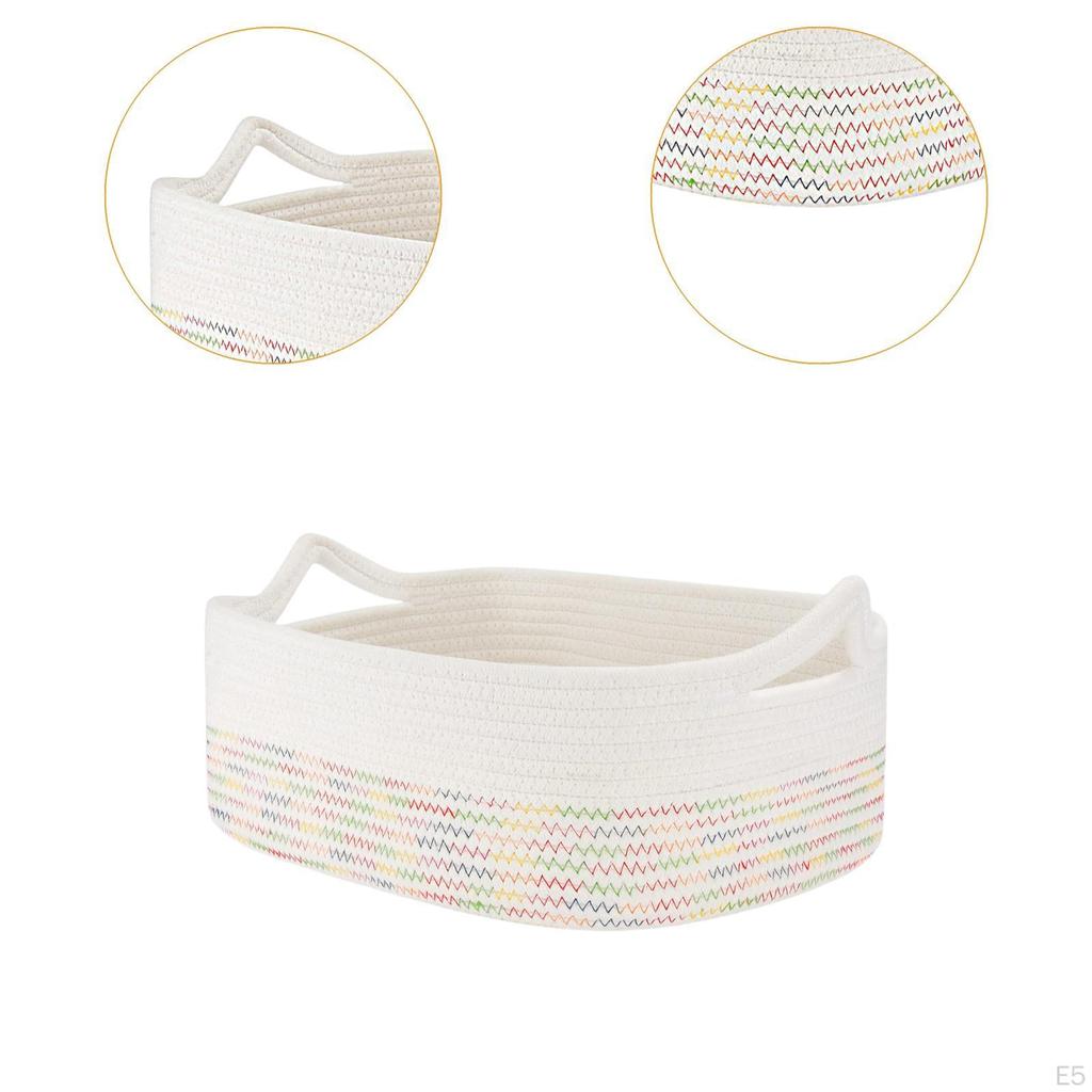 Cotton Rope Woven Storage Basket Baby Nappy Child with Handles Towels for Office Dorms