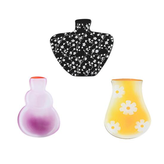 Mini Acrylic Vase Refrigerator Magnet 3D Plants Flower Holder Miniature Vase Fridge Magnet Home Office Kitchen