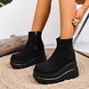 Fashion Fall Winter High Platform Boots Women Stretch Fabric Wedges Ankle Boots Women Punk Style Party Goth Shoes Woman Big Size 43