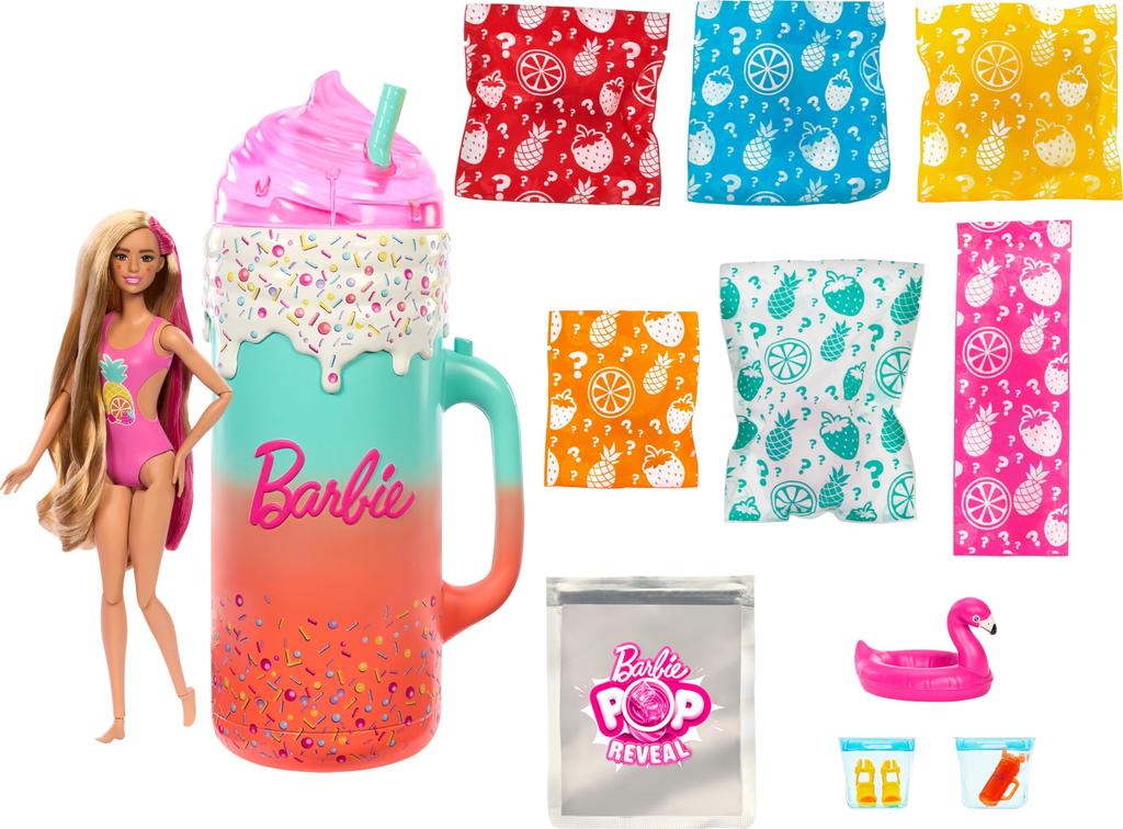 Barbie Pop Reveal Doll Accessories Rise Surprise Fruit Series Gift Set Scented Doll Squishy Scented Pet Color Changing Moldable Sand and More