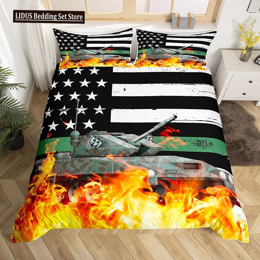 American Soldier Duvet Cover Set Twin For Boys Teens, American Flag Comforter Cover Set,Airplane Quilt Bedding Sets Queen Size