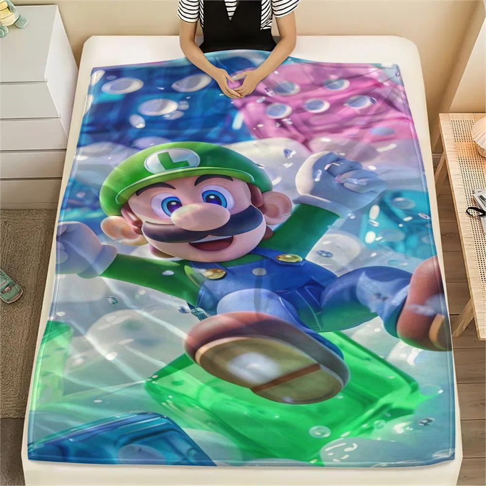 Mario Short Trip Essential Flannel Blanket, Warm Printed Cover for Bedroom Use and Outdoor Picnic Meeting.-TING