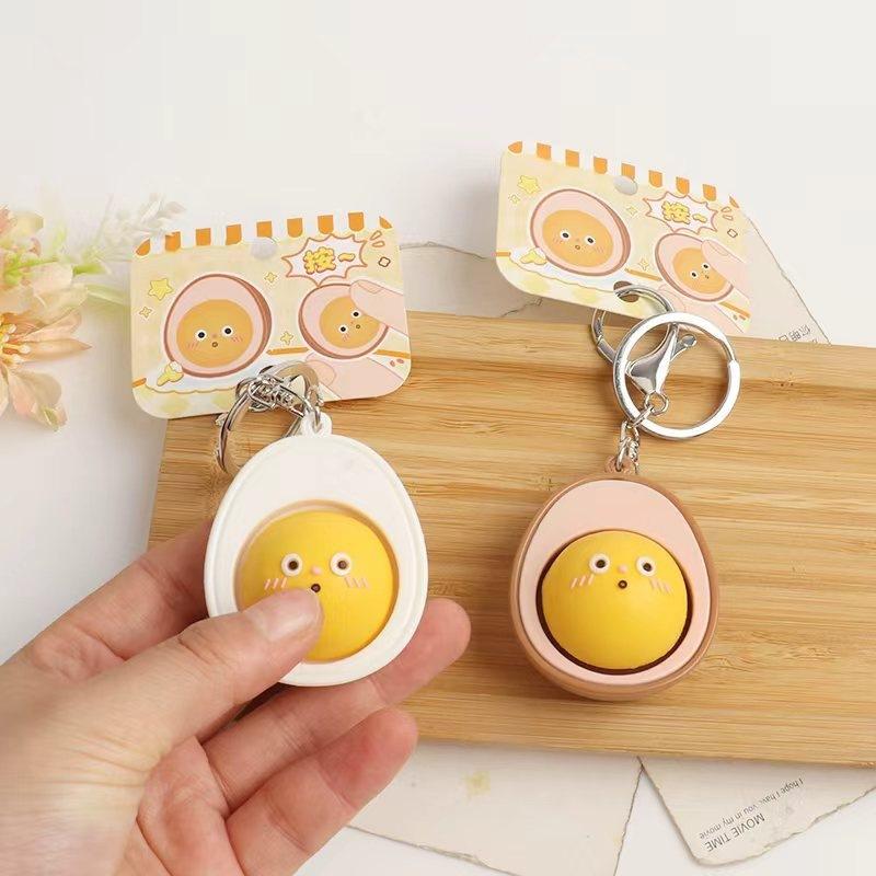 Stress Relief Toy Cute Egg Button Keychain Pendant
