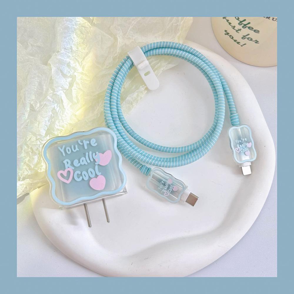 Applicable To Apple Data Cable Protective Cover Charger 18-20W Anti-breakage Winder Cute Flower Animal Advanced INS Style
