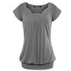 Elegant Women's Fashion Summer V-neck Short Sleeve Pleated Loose Blouse Plus Size