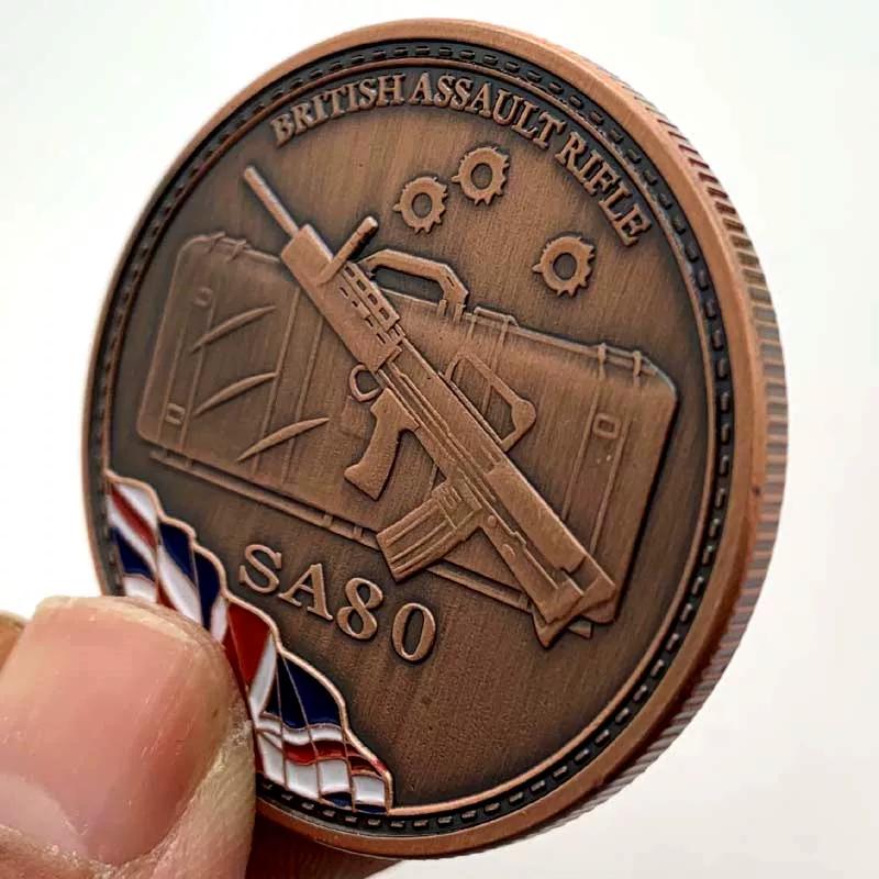 British Assault Rifle SA80 Red Bronze Commemorative Coin Collection Coin Sniper Gold Coin Craft Coin Commemorative Medal