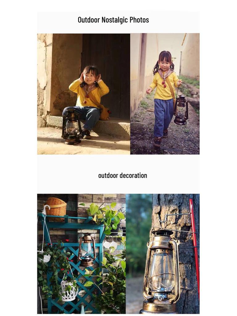 Vintage Iron Hurricane Lantern: Outdoor Kerosene Lamp & Decorative Light for Camping