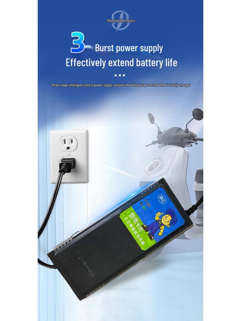 Высокомощное быстрое зарядное устройство: 8A Зарядное устройство для электромобилей для литиевых и литий-железо-фосфатных аккумуляторов.