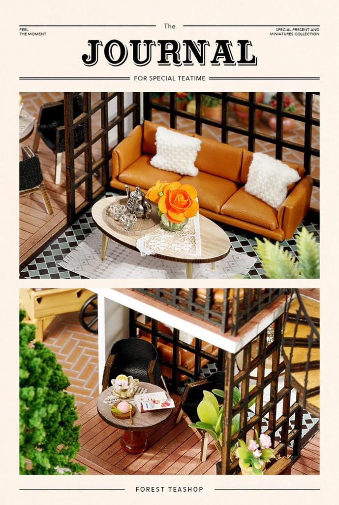 moin moin Миниатюрный кукольный домик, набор ручной работы, чайный домик в лесу в Великобритании, чайное кафе MOMO TEA, кофейня, стильный светодиодный светильник в Великобритании, акриловый чехол, музыка