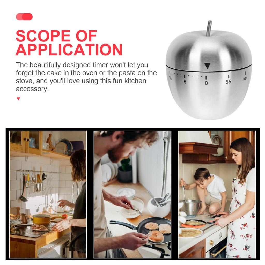 Ciieeo Metal Apple-Shaped Kitchen Timer, Mechanical Cooking Timer, Portable and Battery-Free, Ideal for Cooking Time Management