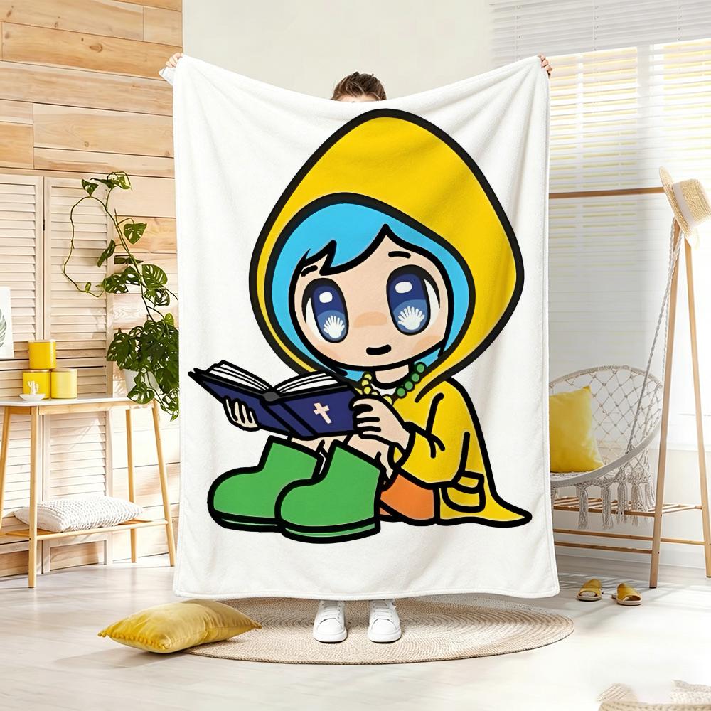 Cute Cartoon L-luce Throw Lightweight 240g Flannel Blanket Soft Skin-friendly for Summer Cooling