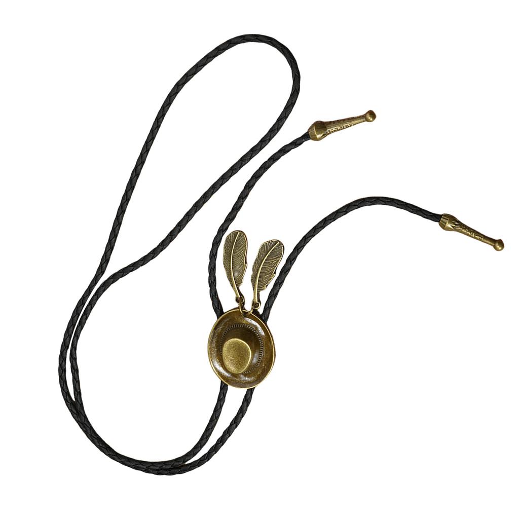 Elegant Bolo Tie with Cowboy Hat Pendant Carved Necktie Western Necklace Cool Bolo Tie Western Cowboy Costume