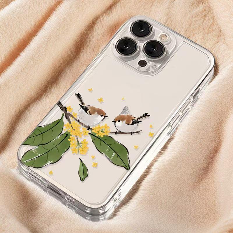 Чехол для iPhone «Ветка и Птичка»: Совместим с iPhone 14, 15 Pro, 16 Pro Max, Ударопрочный, Полное покрытие, Простой дизайн