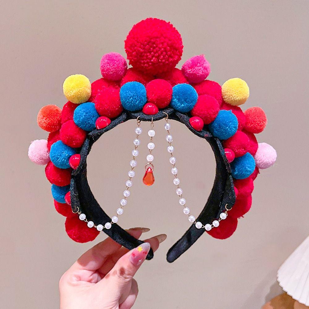 Pearl Chinese New Year Headwear Tang Suit Hair Hoop Ancient Style Red Hairband  Girls