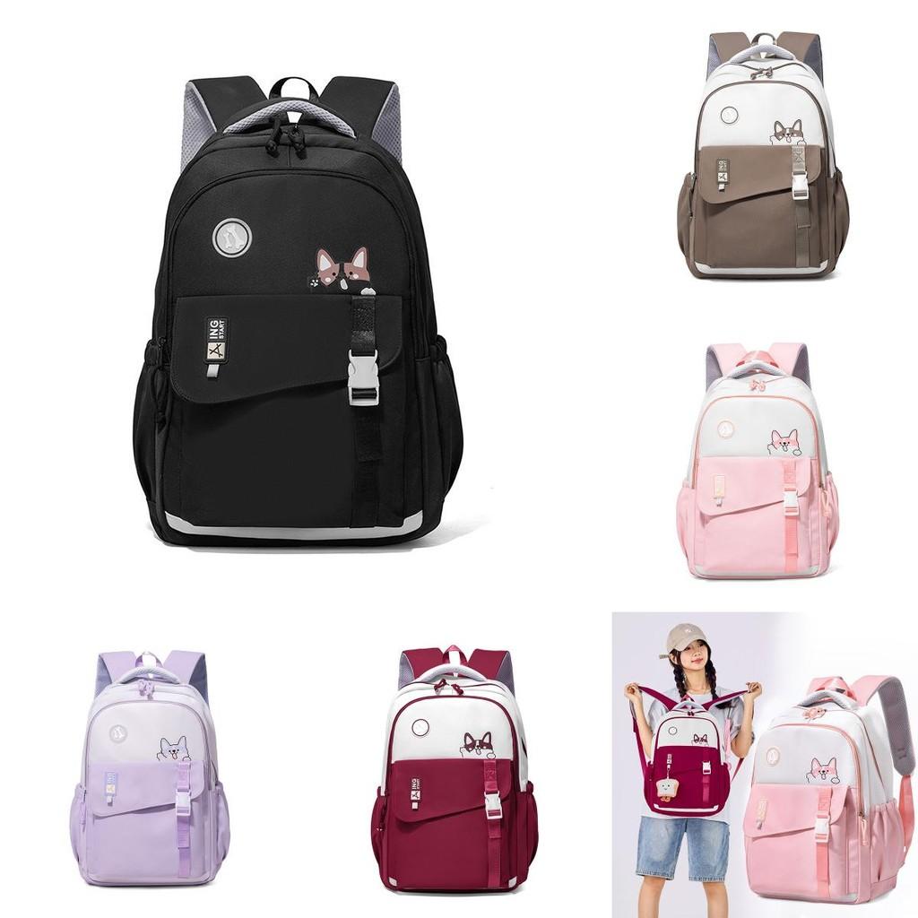 Large Simple Capacity Backpack With Puppy Print And Letter Design For Daily