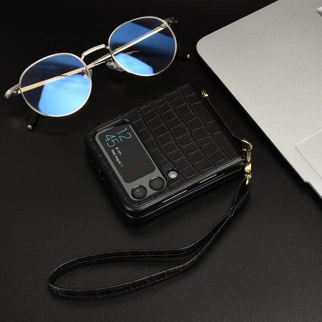 Роскошный кожаный чехол-кошелек с защитой от падения для Samsung Galaxy Z Flip 4 5 5G Flip5 Flip4 Flip3 Flip 3, чехол для телефона с защитой от падения