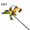 Outdoor Decorative Lanterns Solar Kingfisher Garden Stake Light, Metal Bird Yard Art with Hanging Lantern, Auto-On Automatic Dusk to Dawn Lights