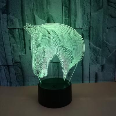 Horsehead 3d ночные настольные лампы красочные сенсорные USB-питание светодиодные визуальные настольные лампы подарок атмосфера 3d маленькая настольная лампа