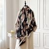 Women'S Luxury  Cashmere Winter Shawl - Feather Design With Tassels Pashmina Wrap Bandana
