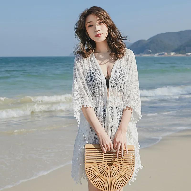 Women's Long White Swimsuit Coverup: Water-Friendly, Loose Fit, Perfect for Beach and Hot Springs.